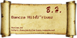 Bancza Hiláriusz névjegykártya